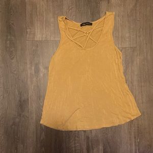 Summer Front Strap Mustard Tank Top